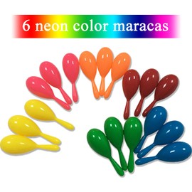 24pcs Maracas Kids Mini Plastic Maracas Party Favors Neon Mexican Maracas Shakers Noisemaker for Cinco de Mayo Fiesta Mexican Themed Birthday Christmas Gift 6 Neon Colors