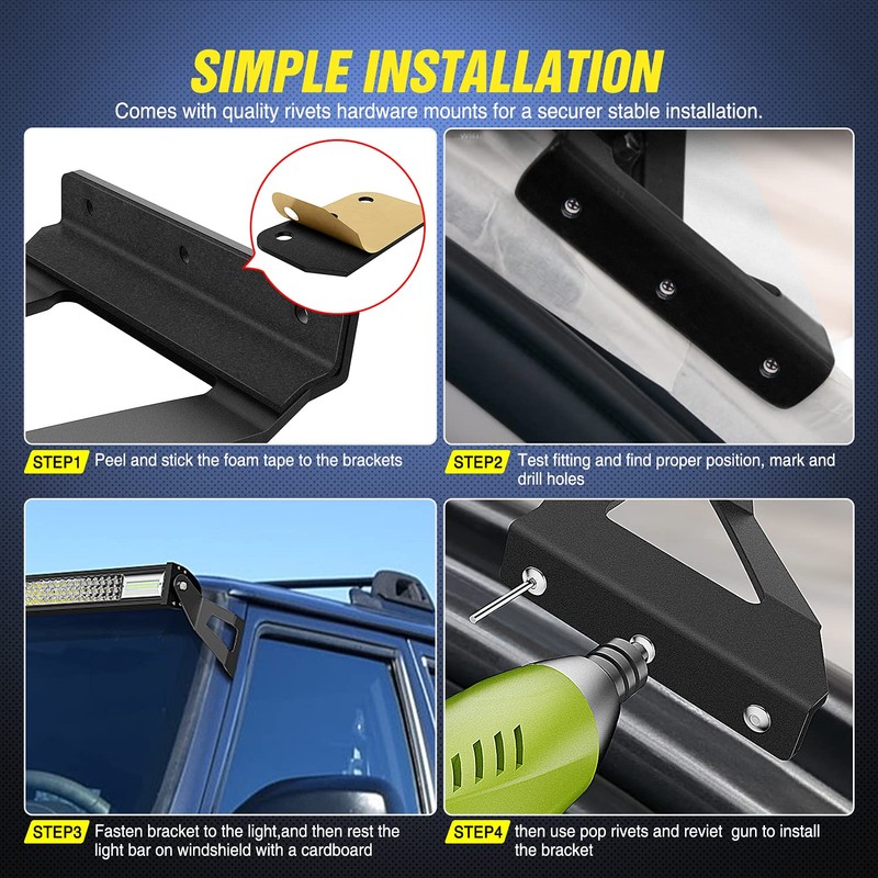 Nilight 2PCS 52 inch Curved LED Light Bar Bracket at
