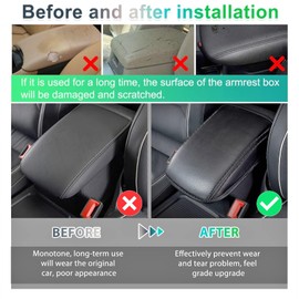 GAFAT Compatible with Skoda Kamiq 2019-2024 2025 Central Armrest Cover, Centre Console Armrest Protection, Microfibre PU Leather Padding, Kamiq Accessories 2024 (Black)