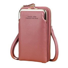 One's One Women's Smartphone Shoulder Pochette with Wallet, Card Slot, Diagonal Hanging Strap, pink (salmon pink)