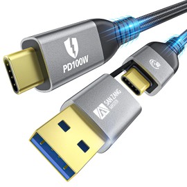 For Thunderbolt 4 Cable 40Gbps 2 in 1 USB C Cable 100w E-Marker 8k/5k Single and 4k Dual Displayport Cable Video Type C Cable USB C to USB C/A cable Fast Charging Data Transfer Cable 3.3FT