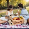 Multifunctional Wicker Picnic Basket Set for 4 with Blanket and