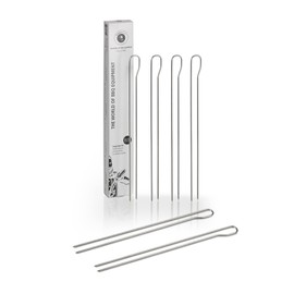 Buddy's BBQ - Barbecue Skewers / Kebab Skewers, 6 Double Skewers, BBQ Skewers, Barbecue, Cooking, Meat, Fish, Vegetables, Reusable, 29 cm Length, Stainless Steel, Round Material