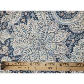 Richloom Shawl in Indigo BTY Richloom 100% Cotton Slub 54" Wide Floral Paisley