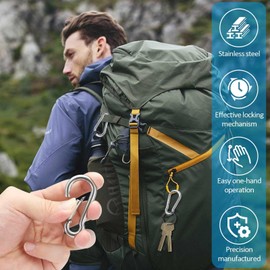 Pack of 20 Carabiners, Carabiners Maximum Load 36 kg, Small Carabiner Hooks, Carabiner Stainless Steel Key Ring for Travel, Backpack, Dog Lead, Camping, Punch Bag etc