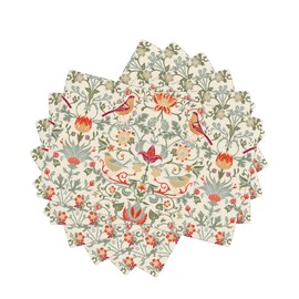 William Morris Placemats Set of 6, Strawberry Thieves Heat Resistant Non-Slip Washable Placemats for Kitchen Dining Party Indoor Outdoor, 12x18 Inches