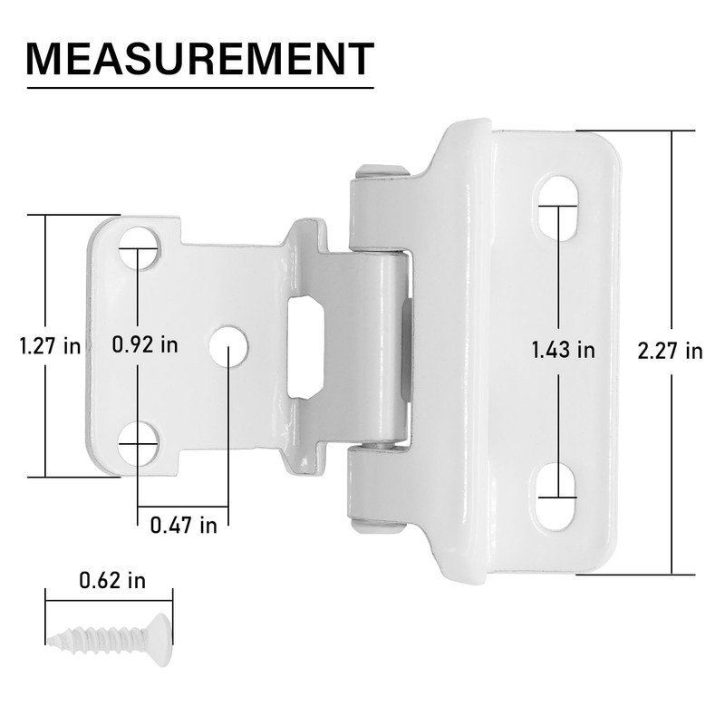 1/2" Partial Overlay Cabinet Hinges,(25 Pairs -50 Pack) Partial Wrap