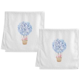 Dallonan Soft Cotton Face Wash Towels Flowers Watercolor Hydrangea and Couple Flamingos Bath Hand Towels for Working Out Bathroom Decorative Set of 2 for Guest Shower 16x30 Inches