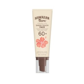 Hawaiian Tropic Sheer Touch - Loción de protección solar facial SPF 60, 2.5 onzas líquidas, protector solar de tamaño de viaje para cara, loción bloqueadora solar, 2.5 onzas líquidas