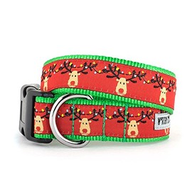 The Worthy Dog Rudy Reindeer Chrismas Holiday Stylish & Durable Nylon Dog Collars, Adjustable Strong Buckle - Medium, Red