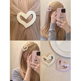 Hair Clip, Large, Heart-shaped, Tortoise Shell Clip, Hair Accessories, Hair Ornament, Simple, Hair Clip, Fashion, Hair Clip, Large Gift, For Work, Weddings