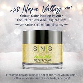 SNS Healthy Natural Nails SNS Nail Dip Powder, Gelous Color Dipping Powder - Golden Gate Vista (Yellow/Gold, Glitter) - Long-Lasting Dip Nail Color Lasts 14 Days - Low-Odor & No UV Lamp Required - 1oz