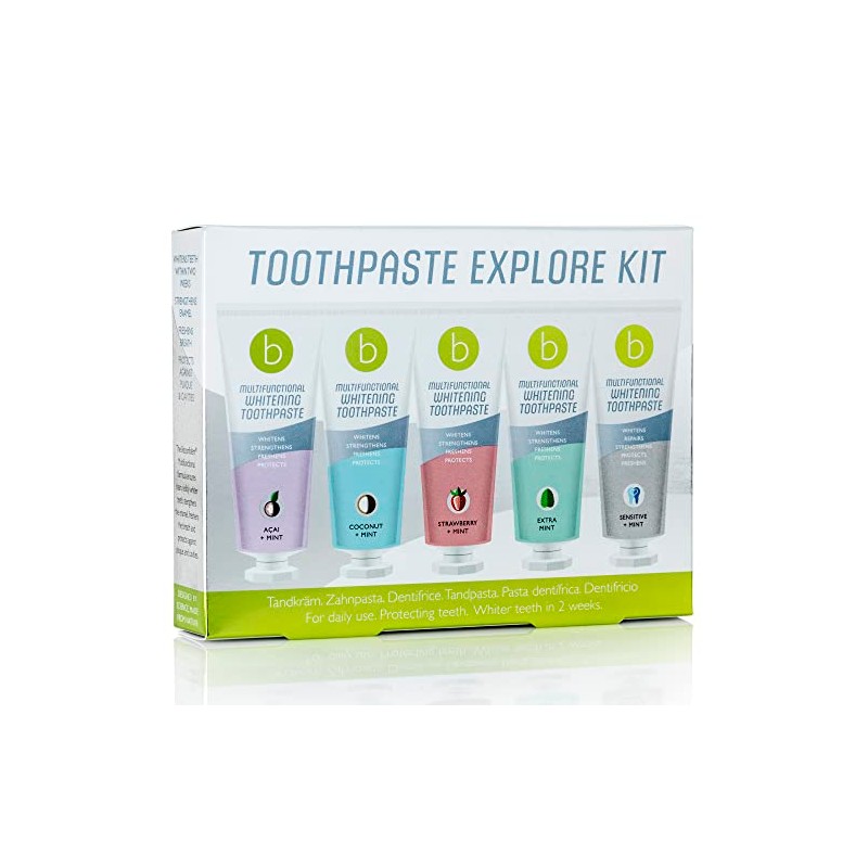 Beconfident Explore Kit Whitening Toothpaste Test Box with 5 Flavours