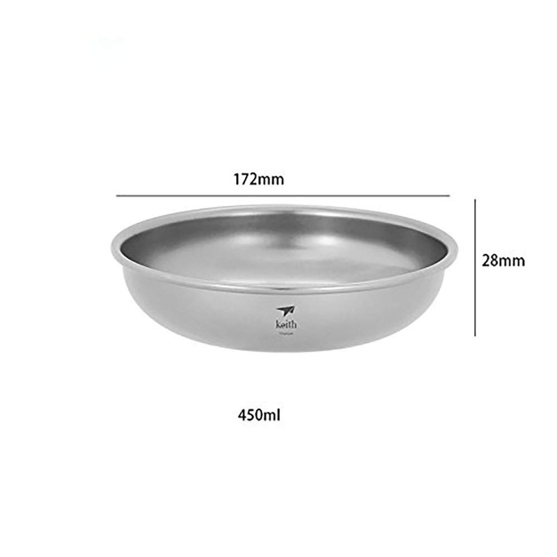 Keith Titanium Plate 150ml~450ml Outdoor Tableware Camping Plate Travelling Ultra