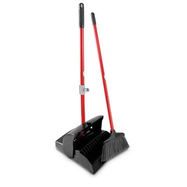 Libman Commercial 917 Lobby Dust Pan and Broom Set (Closed Lid), Black/Red (Pack of 2)