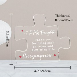 JAmuruwt Acrylic Puzzle Plaque Decor - Daughter Gift From Mom Dad - Wall Art - Bedroom, Living Room, Home Office