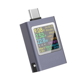 diymore USB C Power Meter,Digital Multimeter,USB C Tester Power Meter,Type C Voltage and Current Tester Meter,Working Time Ammeter Voltmeter USB Cable Charger Detector Color LED Display