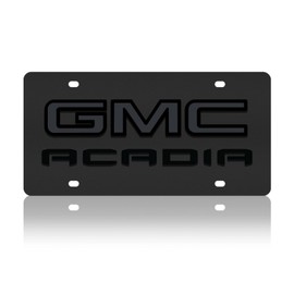 Eurosport Daytona- Compatible with -, 2019- Current GMC Acadia - Carbon Steel License Plate- Blackout
