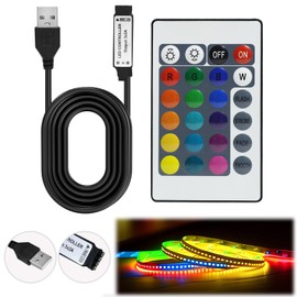 LANAFAY 5V-24Keys USB IR RGB Strips Controller 16 Colors 5 Lighting Patterns, USB IR RGB Strip Wireless Remote Controller USB Powered for 5050 3528 RGB LED Light Strip, Various RGB Light Bars