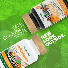 NaturesPlus Animal Parade Gold Children’s Multivitamin - Fun Animal Shaped Chewable Multi for Kids - All Natural, Orange Flavour - Vegan, Gluten Free - 60 Chewable Tablets