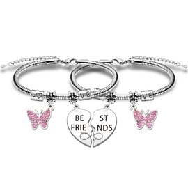 HULALA Matching Heart Best Friend Bracelets Gifts For 2 Women Girls Bff Friendship Birthday Long Distance Christmas