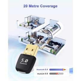 Bluetooth Adapter PC, 5.4 Bluetooth Dongle, Bluetooth Dongle USB, Bluetooth Stick, Low Latency, Plug & Play, mit Windows 7/10/8.1/11, für Desktop, Laptop, Headset, Tastatur, Maus