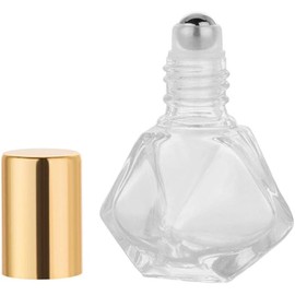 OKKRMGZ 2PCS Anointing Oil Bottles Mini Clear Glass Roller Bottle 8ml/0.27oz with Stainless Steel Ball and Gold Cap Empty Small Roll On Container for Essential Oils Perfume Fragrance Kit