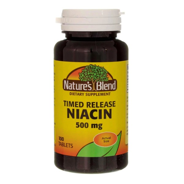 Nature's Blend Niacin Timed Release Tablets, 500 mg, 100 Ct