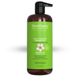 DermOrganic Argan Oil Daily Hydrating Shampoo – Sulfate-Free & Color Safe, 33.8 oz