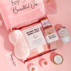 Gifts for Women, Unique Care Package Self Care Gifts for Women with Luxury Flannel Blanket, Relaxing Spa Gift Box, Thinking of You Basket for Her Sister Best Friends