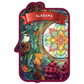 Die Cut Sticker Alabama, Front Door with Christmas Wreath, Vinyl Sticker 1 to 3 inches (Waterproof Decal for Cars, Water Bottles, Laptops, Coolers), Small