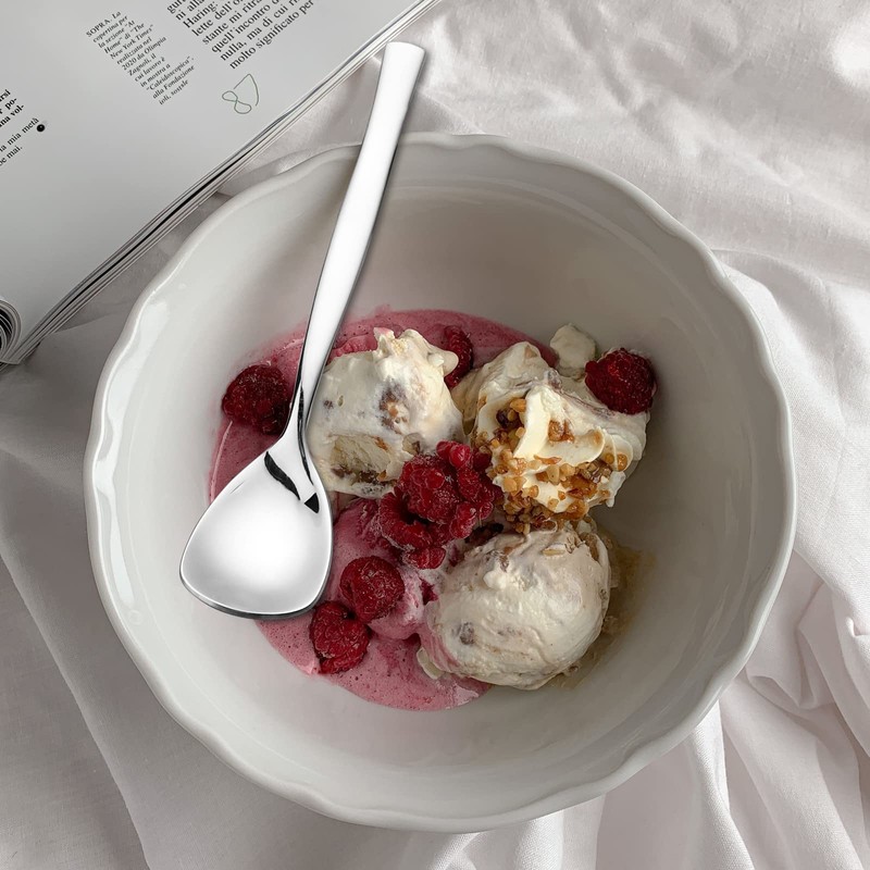 Rinboat Stainless Steel Ice Cream Spoons, Square Yogurt Spoons, Dessert