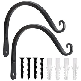 Gtongoko Gtongoko 2 Pack 8 Inch Plant Hangers Outdoor Metal Hanging Plant Bracket Bird Feeder Plant Hooks for Hanging Flower Basket, Wind Chimes, Solar Lanterns, Black