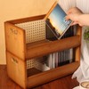 AIHSUMC 2 Set Bamboo CD Storage Box, Stackable CD Holder