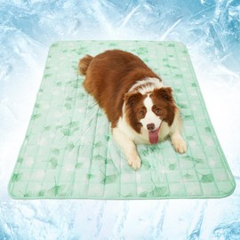 SUPRIY Pet Cooling Blanket for Summer - Ice Cold Qmax0.4 Tech Dual-Use for Humans & Pets, Portable Reversible Mat Machine Washable for Dogs Cats Indoor Outdoor Travel (21 * 35, Green Ginkgo Leaves)