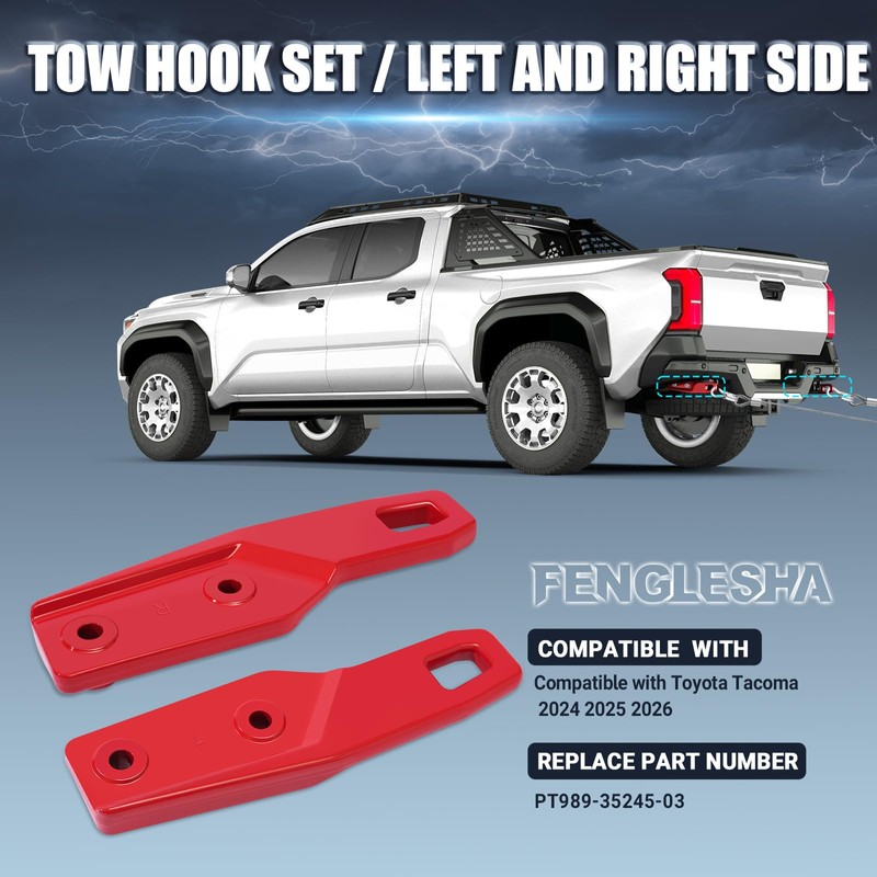 Rear Tow Hooks Compatible with Toyota Tacoma 2024 2025 2026