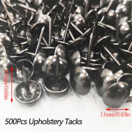 500pcs Upholstery Tacks, ZODKSNO 11 * 17mm Furniture Decorative Thumb Tacks Furniture Nails Pins for Picture Chairs Carpet Black