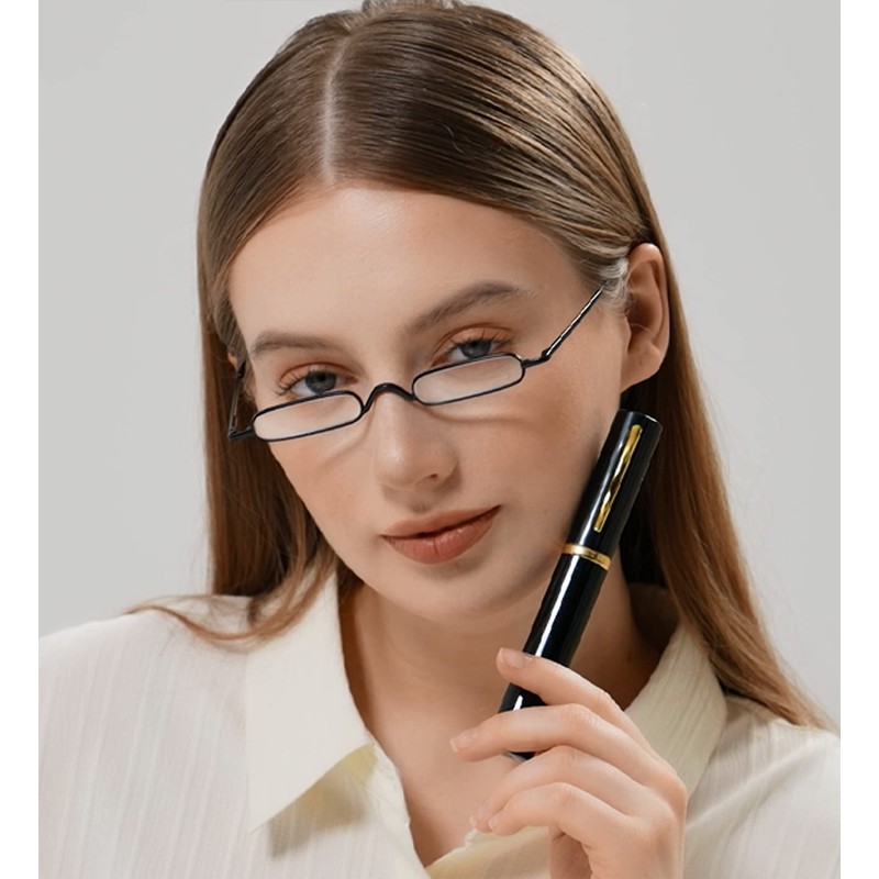 Viseng 3 pairs Slim Mini Metal Reading Glasses Compact Lightweight