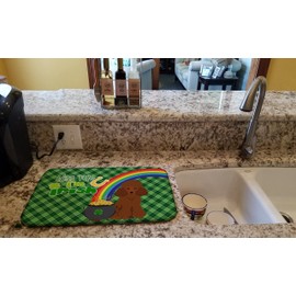 Caroline's Treasures WDK4884DDM Toy Red Poodle St. Patrick's Day Dish Drying Mat Absorbent Dish Drying Mat Pad for Kitchen Counter Dish Drainer Mat for Countertop, 14 x 21", Multicolor