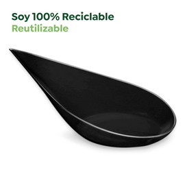 Maxi Products - Pack of 50 Catering Spoons, Tear Spoons, Black, 10.1 x 5 cm, Recyclable Plastic, for Catering, Events, Lids, Tasting, Food Trucks - CATERING