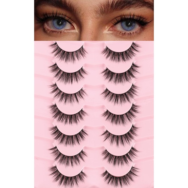 Lashes False Eyelashes Natural 16mm Wispy Eyelashes Thin Band Fluffy