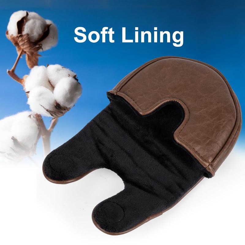 Golf Mallet Putter Covers, Magnetic Closure Brown Premium Leather Mallet