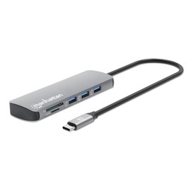 Manhattan USB-C PD auf HDMI 9-in-1 4K Dockingstation grau