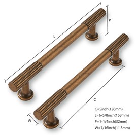 CABDM 2 Pack 5inch(128mm) Center to Center Antique Brass Cabinet pulls Solid Heavy-Duty Kitchen Cabinet Handles Drawer Pulls Cupboard Hardware for Cabinets