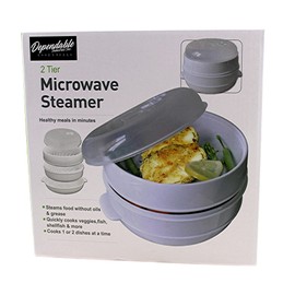 2 Tier Microwave Steamer Healthy Cooking Quick Fast Vegetables No Oil Needed! Cooks Up To 2 Dishes At One Time