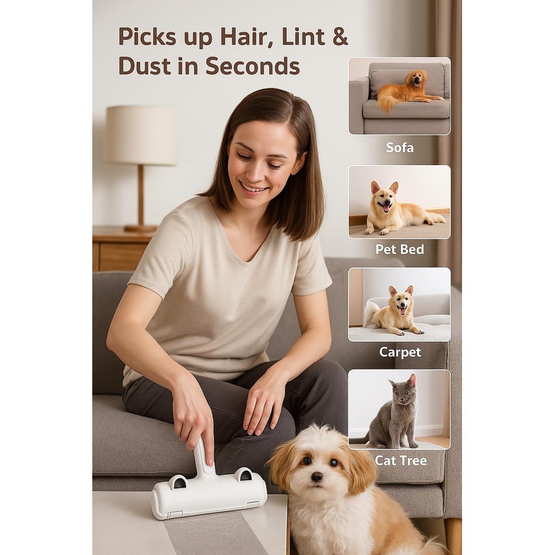 Pet Hair Remover Roller for Dogs & Cats – Reusable