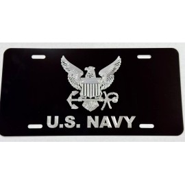 Diamond Etched Products United States US NAVY Engraved Car Tag Diamond Etched Black Metal License Plate