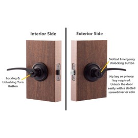 Copper Creek KL2230BC Scandinavian Privacy Kash Non-Handed Lever, Black