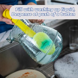 Scrub Daddy Dish Daddy, Testine di ricambio, spugna Scrub Mommy e testina di collegamento, spazzola per piatti che eroga sapone, spugna antigraffio a doppia faccia, raschietto incorporato - Rosa