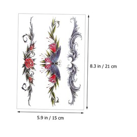 Baluue 2sets Realistic Butterfly Flower Temporary Stickers for Women Body 8sheets*2